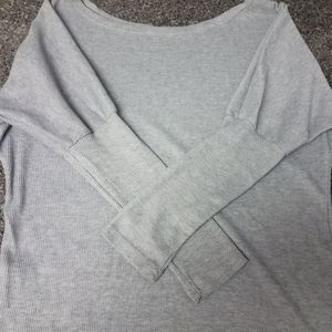 Grey off the shoulder ribbed sweater